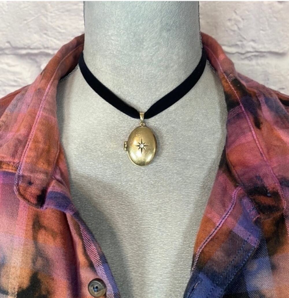 Handmade Black Velvet Locket Choker Necklace